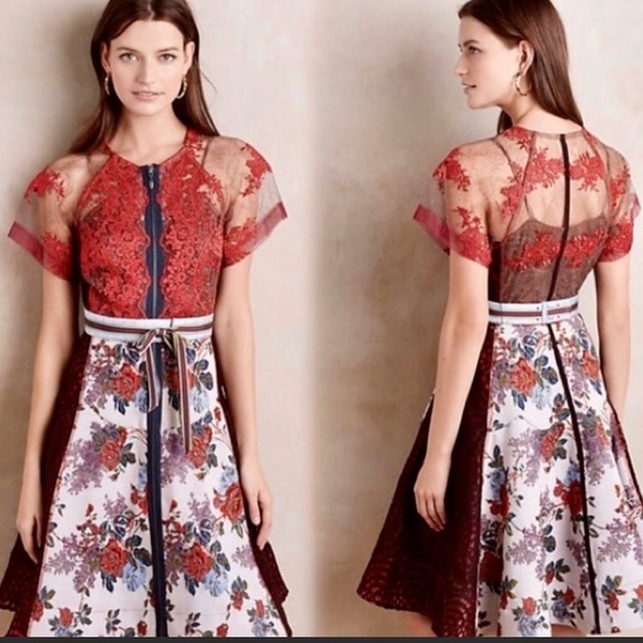 Anthropologie Dresses & Skirts - Anthro Byron Lars Winter Rose Lace Dress sz 00